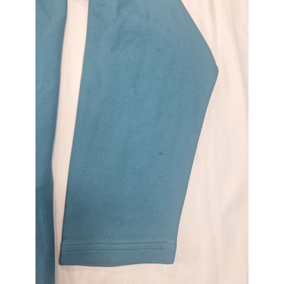 Tommy Bahama IslandZone Mens Large Teal Blue Long Sleeve Polo Shirt Floral Trim - Picture 6 of 7